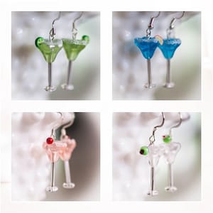 Cocktail Drink Liquor EARRINGS Margarita, Cosmo, Martini, or Blue Hawaiian