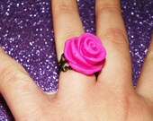 Items similar to Hot Pink Jumbo Rose Filigree Ring on Etsy
