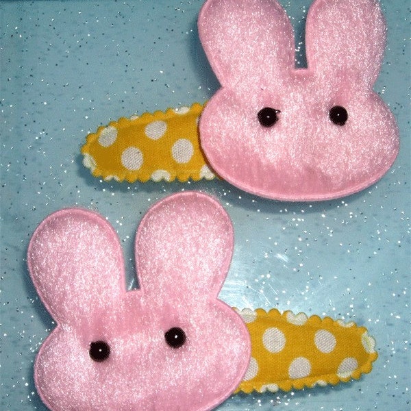 Pinky Fuzzy Bunny Barrettes