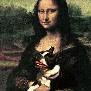 Boston Terrier Art Print with Mona Lisa - Masterpiece Dog Portrait