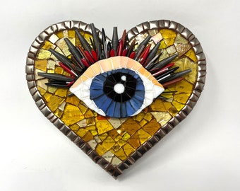 Mosaic Heart / Heart Valentine Gift / Original eyeball and heart mosaic