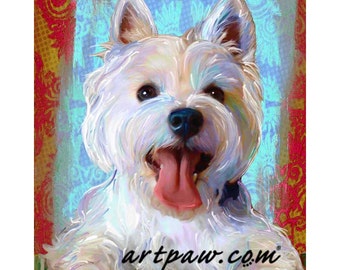 Westie on Canvas - West Highland Terrier Print