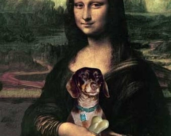 Dachshund and Mona Lisa print / Funny Wiener Dog