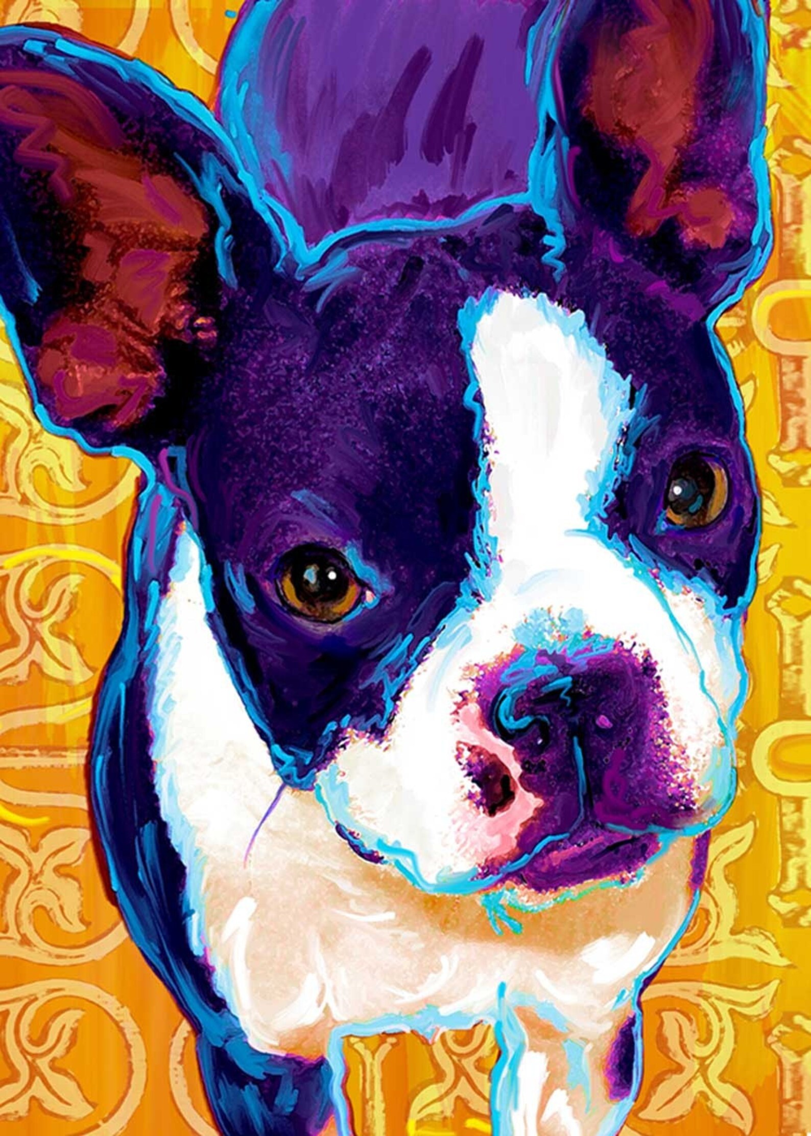 Boston Terrier Print 8 X 10 on Canvas / Modern Dog Art / Wall Etsy