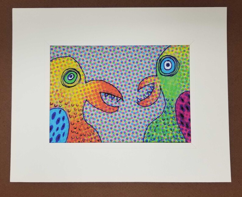 Wacky Bird Art Whimsical Bird Monster on Canvas Cute for Office, Nursery, kid room Bird Buddies