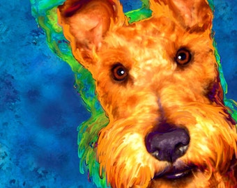 Irish Terrier Print, Blue Dog Wall Decor