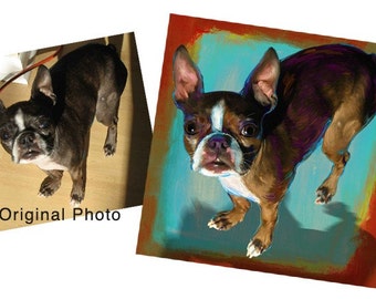 Custom Pet Portrait 9 x 12 on Canvas