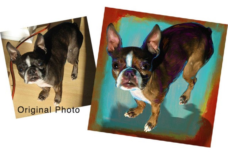 Custom Pet Portrait Small Square on Canvas image 1