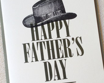 Letterpress Fathers Day Card - Fedora