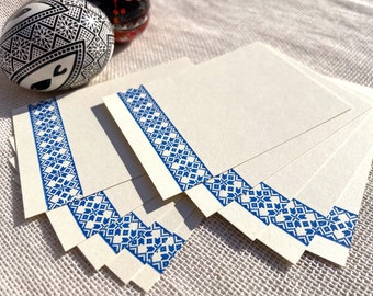 Ukrainian Embroidery Ribbon, Thin - Letterpressed Small Flat Cards - Set of 10