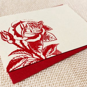 Large Rose - Letterpressed Small Flat Gift Card (3.5625&quot; x 2.5625&quot;)
