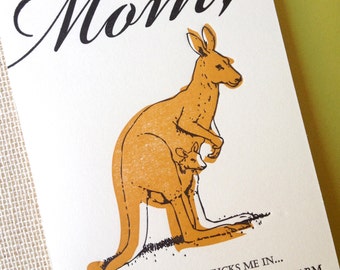 Letterpress Mothers Day Card - Kangaroo