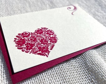 Ukrainian Red Heart - Letterpressed Small Flat Gift Card