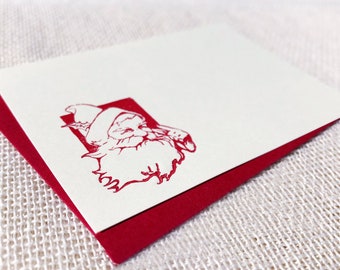 Winking Santa - Letterpressed Small Flat Gift Card