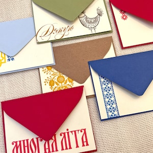 Multi-pack Ukrainian Cards - Letterpressed Small Flat Enclosure Card Set No. 01 (3.5625&quot; x 2.5625&quot;)