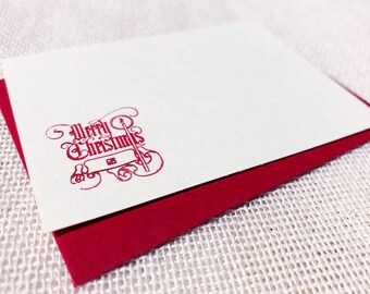 Merry Christmas Candle - Letterpressed Small Flat Gift Card