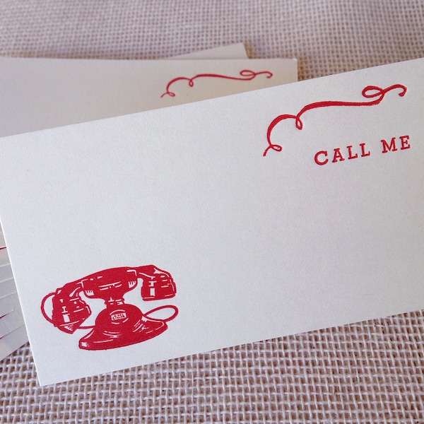 Letterpress "Call Me" Cards Set - Set of 10 (3.5" x 2.0")