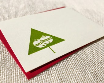 Happy Holidays Tree - Letterpressed Small Flat Gift Card