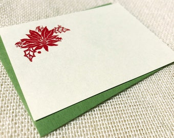 Poinsettia - Letterpressed Small Flat Gift Card