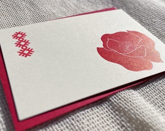 Ukrainian Poppy - Letterpressed Small Flat Gift Card