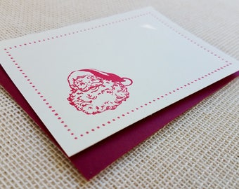 Santa Head - Letterpressed Small Flat Gift Card