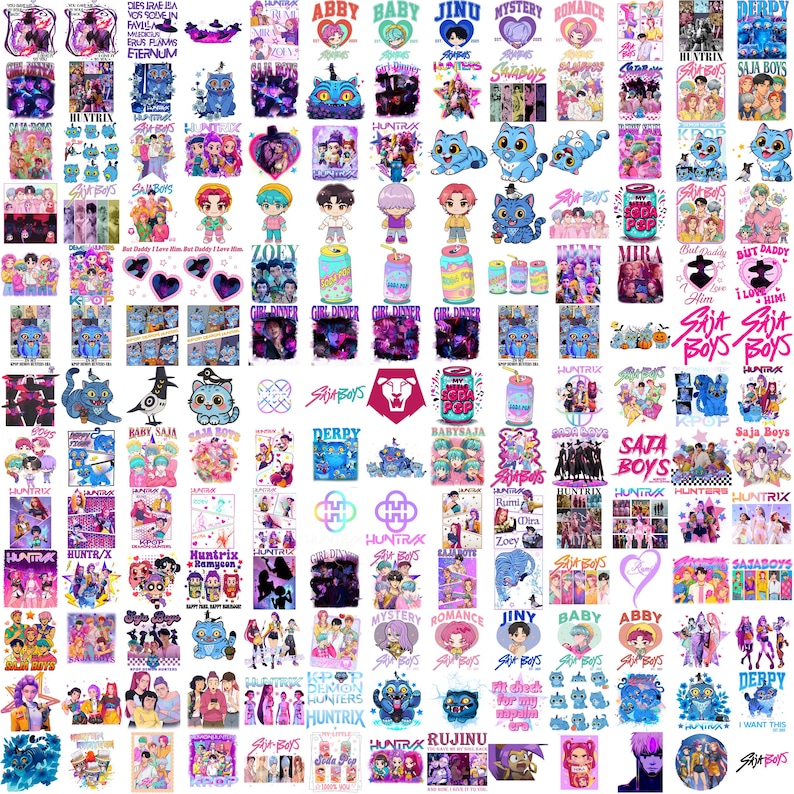 Kpop Demon Hunter fan art PNG collection for shirt design, stickers, sublimation, and Kpop merchandise projects