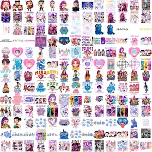 Huge Kpop PNG bundle featuring Demon Hunter style fan designs, Huntrix graphics, and trendy Kpop sublimation artwork