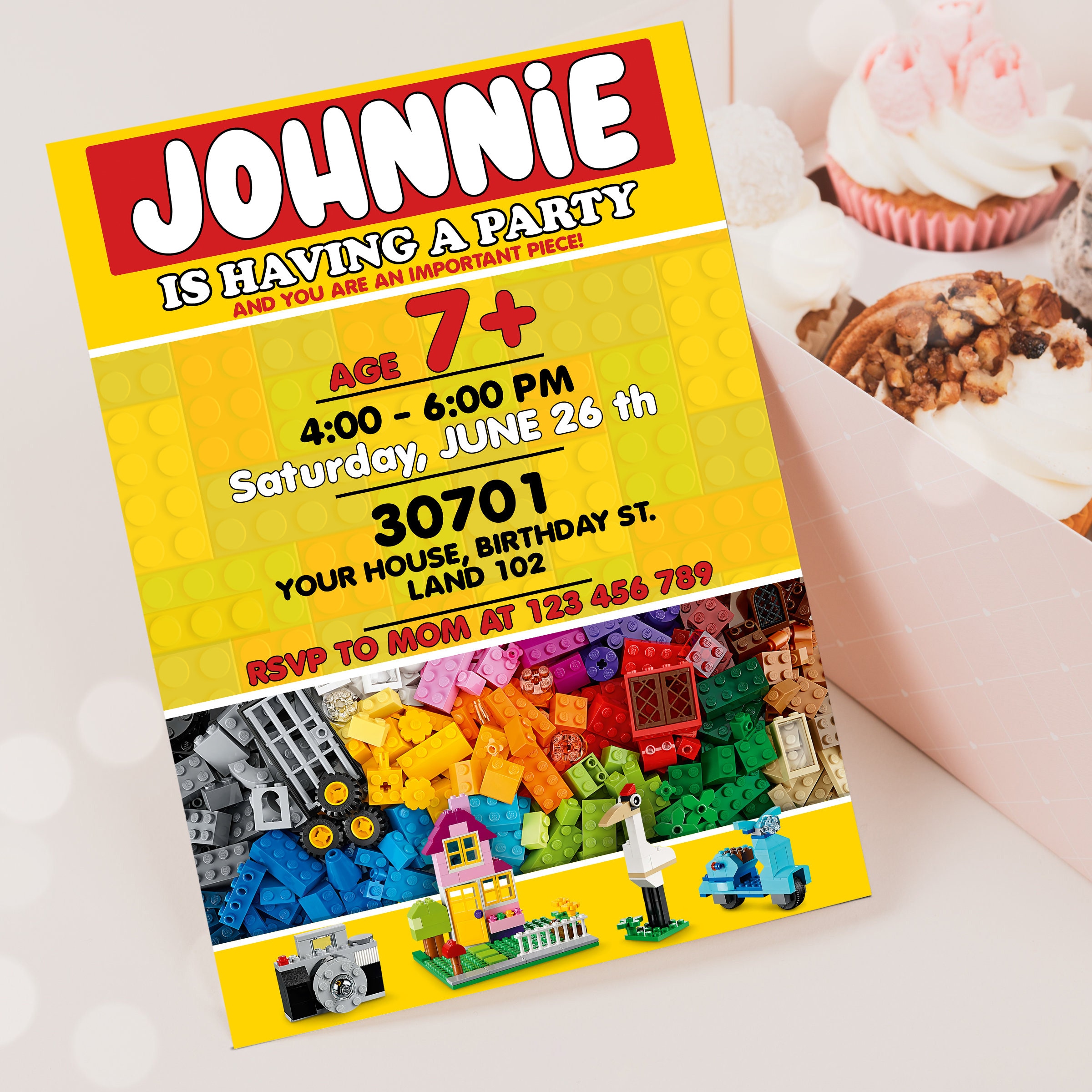 Building Blocks Birthday Invitation Kids Birthday Invitation Template ...