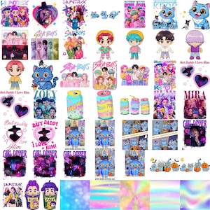 Large Kpop PNG bundle with Huntrix fan graphics, Saja Boys band inspired artwork, and Kpop clipart designs