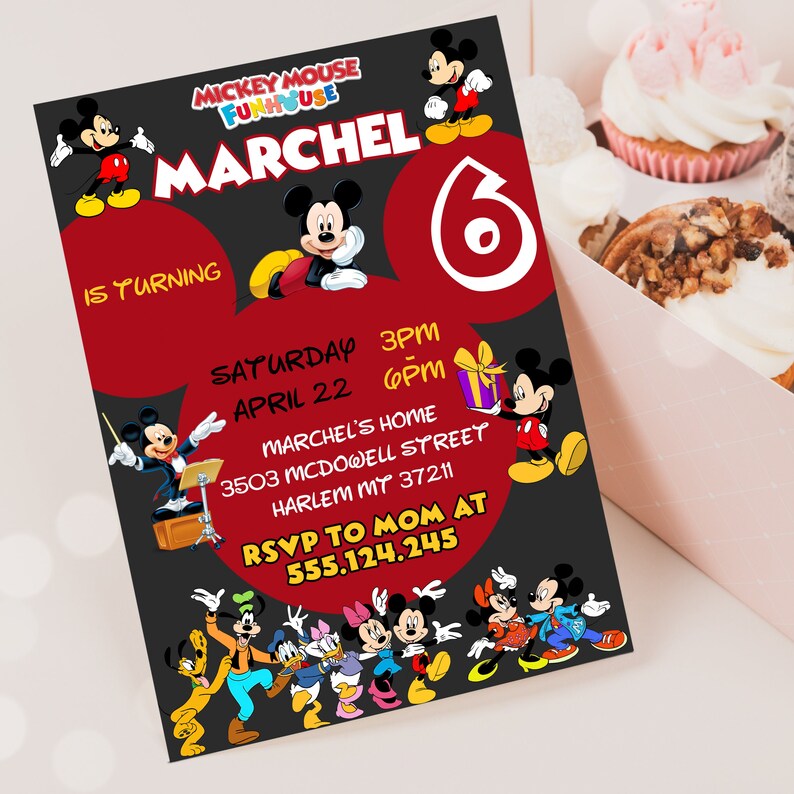 Editable Mickey Birthday Invitation Template | Kids Party Template ...