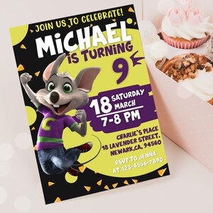 Editable Chuck E Cheese Birthday Invitation | Printable Chuck E Cheese ...