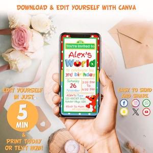 Editable Birthday Invitation | Birthday Invitation | Template Editable-Printable | For Boy and Girl Kids invitation, Evite Instant Download