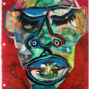 A face of Graffiti art tribal art African art Basquiat Style