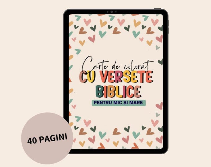 Carte de colorat în format PDF pentru copii și adulți, cu versete biblice – 40 de pagini (printabilă)