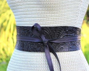 Extravagant Black Belt / Cloth Waist Wrap Belt / Obi Belt 