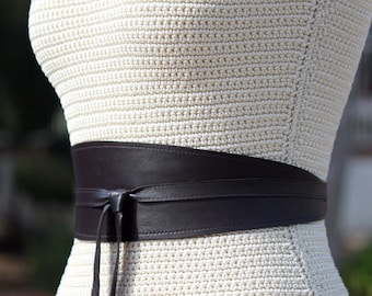 REVERSIBLE Espresso 2 sided Leather Sash Obi Wrap Belt • XS S M L XL  Petite & Plus Size • Brown Cinch Belt