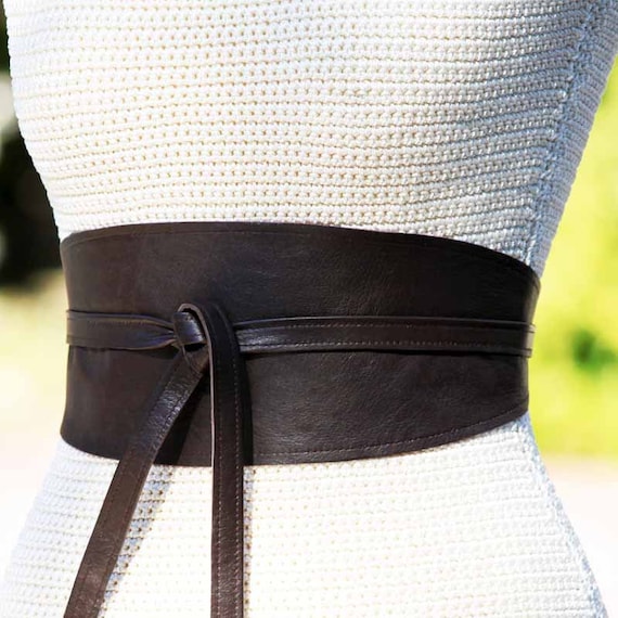 REVERSIBLE Genuine Leather Obi Wrap Belt Espresso Brown XS S M L