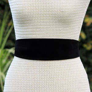 REVERSIBLE Genuine Leather Suede and lambskin black wrap belt bespoke XS S M L XL petite plus size Obi belt Cinch Belt image 4