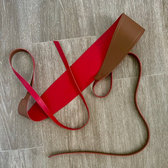 REVERSIBLE • 2 Sides Leather Sash Obi Wrap Belt • XS S M L  display picture 2