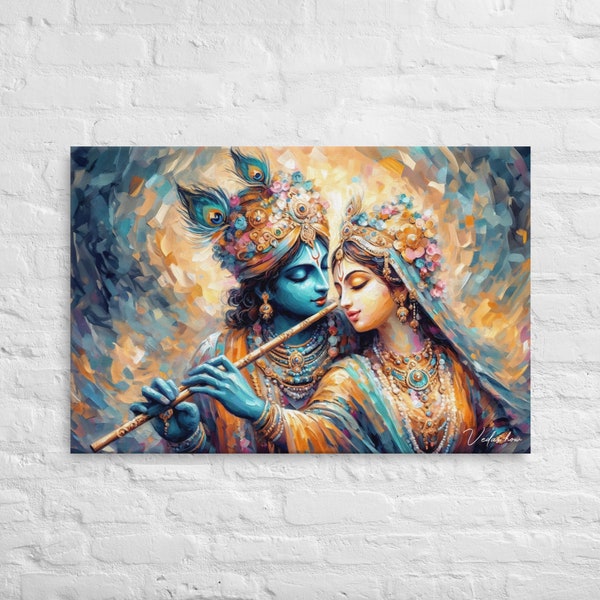 Where Do We Begin? | Radha Krishna | Divine Glow | Thin Canvas | Vedic Hindu Spiritual and Religious Art | Mahabharata