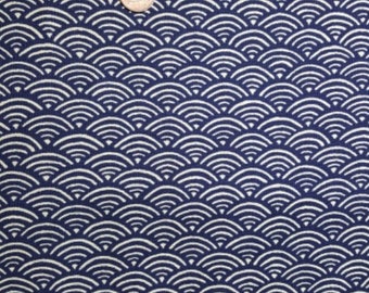 Japanese Fabric 100% Cotton, 'Seigaiha, Indigo ' 0.5m (UK seller)