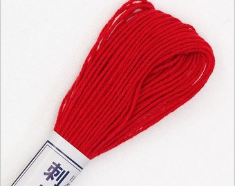 Japanese Sashiko Thread 15 BRIGHT RED, 20m