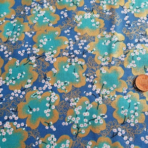 Japanese Fabric 100% Cotton, 'Blossom Burst, Turquoise' 0.5m (UK seller)