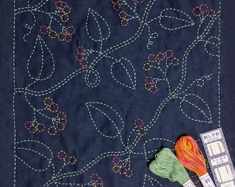 Japanese Sashiko Embroidery Sampler Kit - Berries (Kinomi)