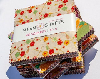 Japanese Fabric 5" Metallic Charm Pack, 40 Squares UK SELLER