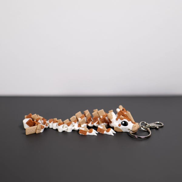 Baby S'mores Dragon Keychain | Cute 3D Printed Articulated Multicolor Dragon Accessory Fidget Toy | Kawaii Fantasy Bag Charm or Lanyard Clip