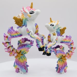 Hippocampe hippocampe arc-en-ciel | Sirène licorne flexible imprimée en 3D | Joli jouet articulé articulé | Décoration de bureau fantastique | Figurine cadeau kawaii