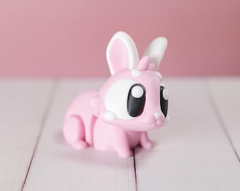 Flexi Bunny Fidget Toy | Kawaii Palm-Sized 3D Printed Pink Rabbit | Cute Articulated Bunny Figurine | Adorable Desk Pet | Bunny Gift Idea