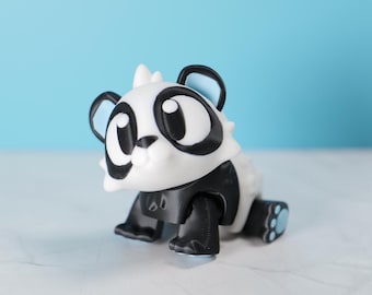 Flexi Panda Fidget Toy | Kawaii Palm-Sized 3D Printed Animal | Cute Articulated Panda Figurine | Desk Toy Panda Gift | Adorable Panda Pet