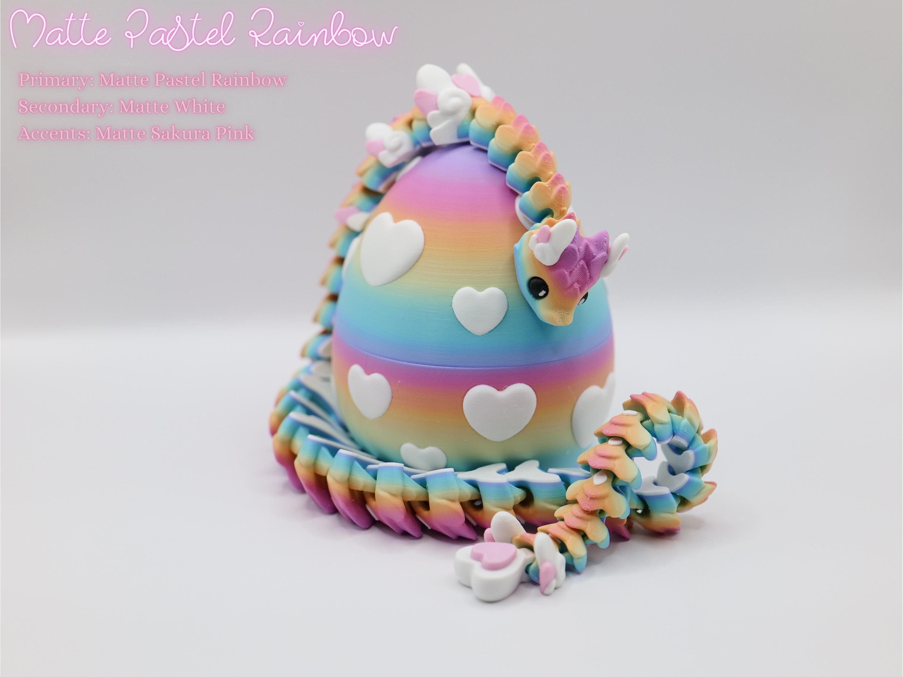 3D Printed Cupid Snake w/ Optional Heart Egg | Articulated Year of the Snake Gift | Cute Romantic Heart Tail Serpent Flexi Fidget Desk Toy